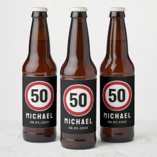 Rótulo Para Garrafa De Cerveja Placa de Limite de Velocidade de 50º Aniversário -
