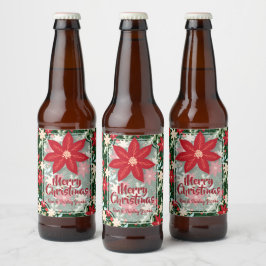 Rótulo Para Garrafa De Cerveja Poinsettia Flowers Sai do Natal