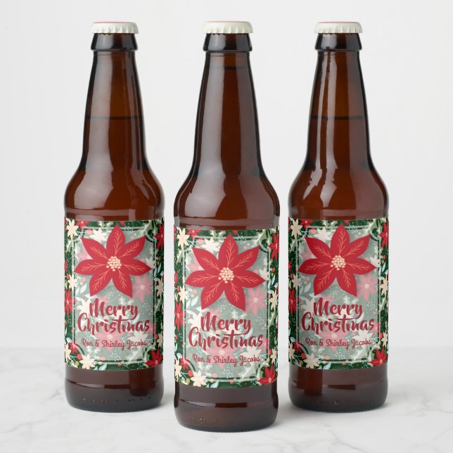 Rótulo Para Garrafa De Cerveja Poinsettia Flowers Sai do Natal (Garrafas)