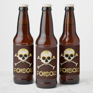 Rótulo Para Garrafa De Cerveja Poison Skull E Crossbones Design