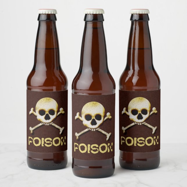 Rótulo Para Garrafa De Cerveja Poison Skull E Crossbones Design (Garrafas)