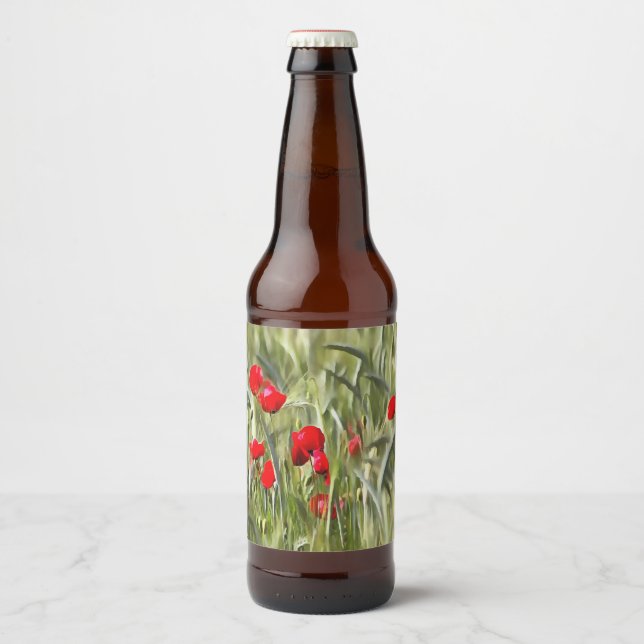 Rótulo Para Garrafa De Cerveja Poppies de Milho (Frente)