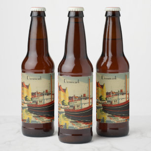 Rótulo Para Garrafa De Cerveja Poster de Viagens vintage da Dinamarca personalizá