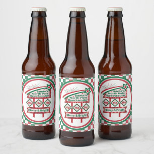 Rótulo Para Garrafa De Cerveja Pôster Retro do Papai Noel – Ho Ho Ho Alegre e Bri