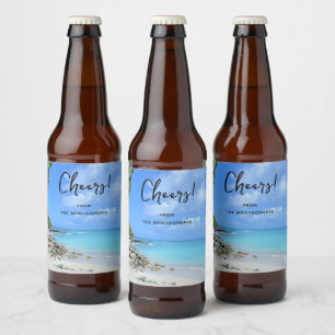 Rótulo Para Garrafa De Cerveja Praia Tropical Turquesa Encantadora