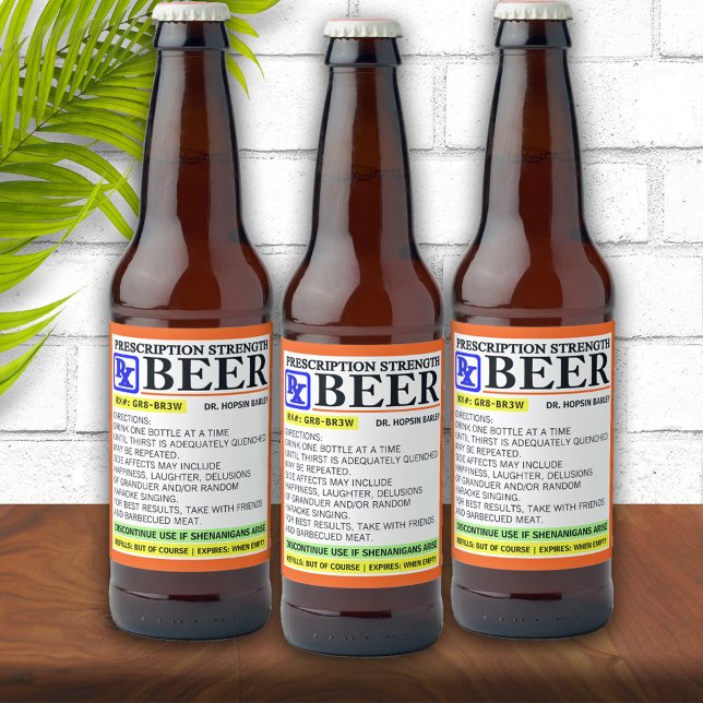 Rótulo Para Garrafa De Cerveja Prescrição Engraçada (Criador carregado)