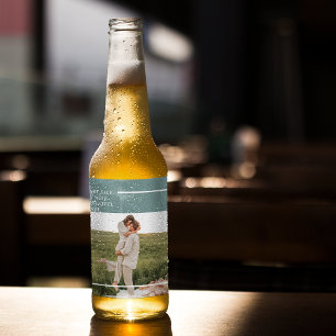 Rótulo Para Garrafa De Cerveja Presente Adorável da Família Verde de Fotos Mode