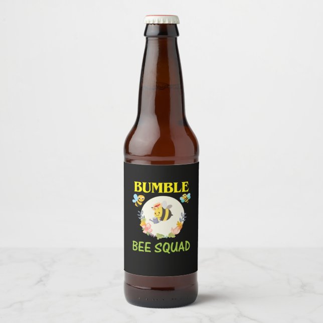 Rótulo Para Garrafa De Cerveja Presente de Apicultor | Esquadrão Abelha Bumble (Frente)