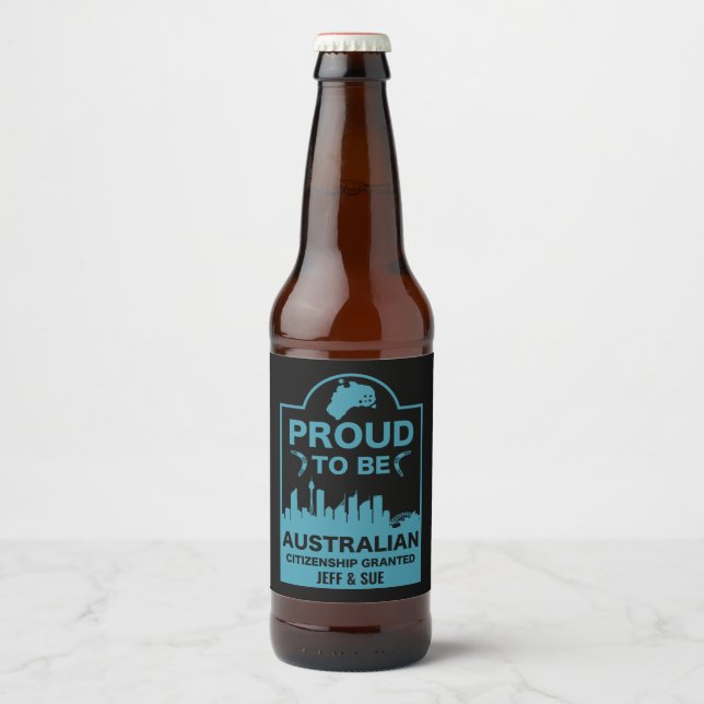 Rótulo Para Garrafa De Cerveja Presente de cidadania australiana (Frente)