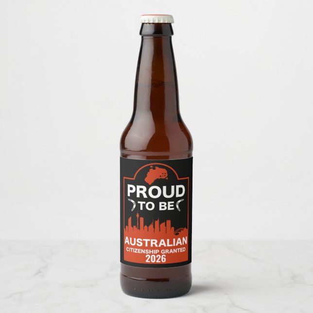 Rótulo Para Garrafa De Cerveja Presente de cidadania australiana (Frente)