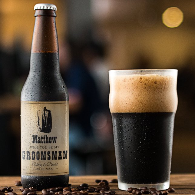 Rótulo Para Garrafa De Cerveja Presentes para Padrinhos - Lembranças de Casamento (Criador carregado)