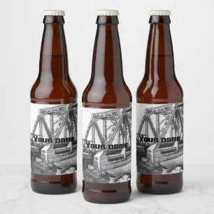Rótulo Para Garrafa De Cerveja Preto monocromático & branco do pencilart velho d