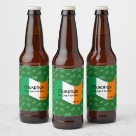 Rótulo Para Garrafa De Cerveja Pub & Eatery Personalizado Bandeira Irlandesa Trev