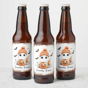 Rótulo Para Garrafa De Cerveja Pumpkin Spice Spooky Vibes Personalizadas