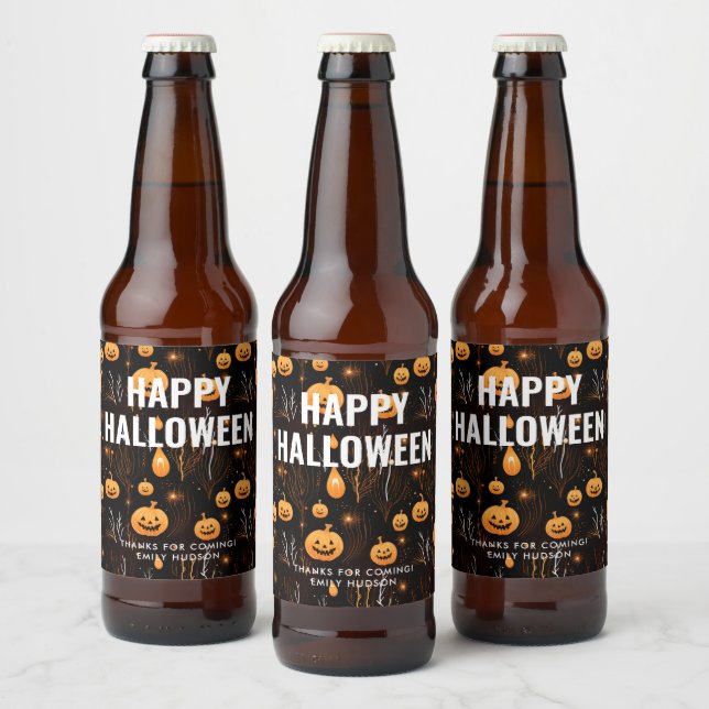 Rótulo Para Garrafa De Cerveja Pumpkin Spookie Halloween (Garrafas)