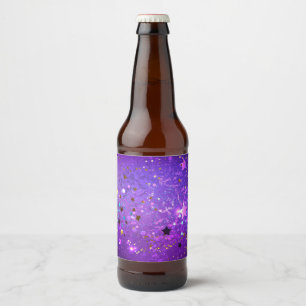 Rótulo Para Garrafa De Cerveja Purple foil background with Stars