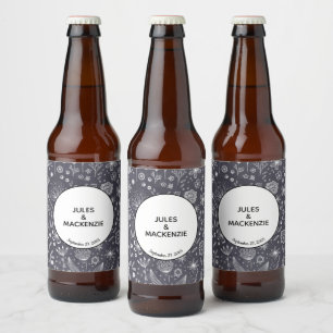 Rótulo Para Garrafa De Cerveja Quadro de Flores Monocromático Moderno