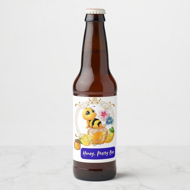 Rótulo Para Garrafa De Cerveja Querida, Bonito Abelha (Frente)