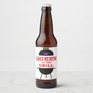 Rótulo Para Garrafa De Cerveja Rainha Do Grill, Vermelho De Coroa Roxo