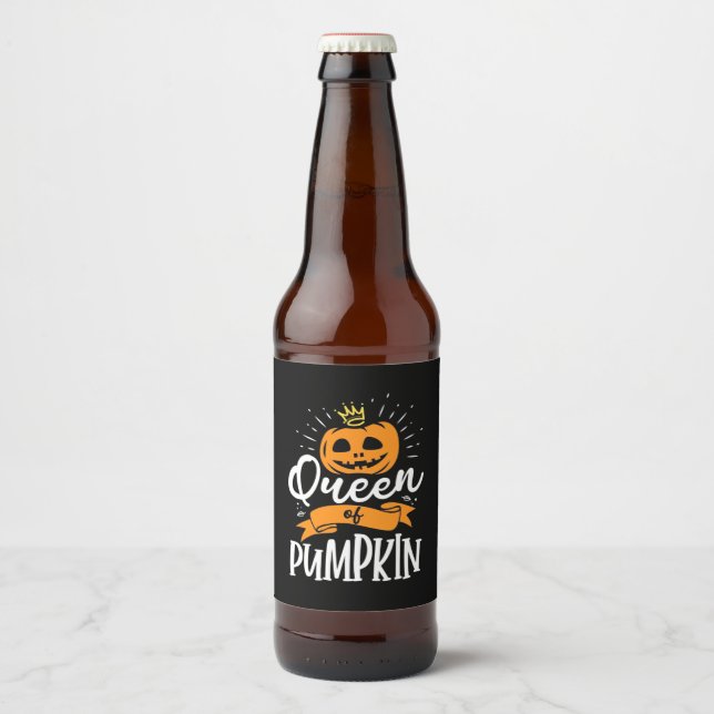 Rótulo Para Garrafa De Cerveja Rainha Halloween De Pumpkin (Frente)
