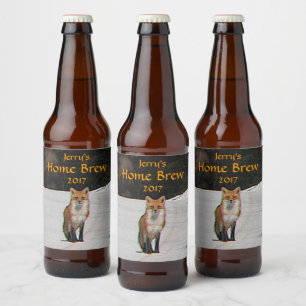 Rótulo Para Garrafa De Cerveja Raposa Vermelha no Rótulo da Cerveja de Neve de i