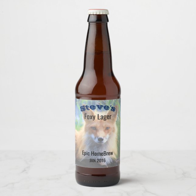 Rótulo Para Garrafa De Cerveja Red Fox Lager Homebrew Personalizado (Frente)