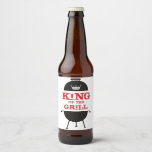 Rótulo Para Garrafa De Cerveja Rei Do Grill, Vermelho De Coroa Negra