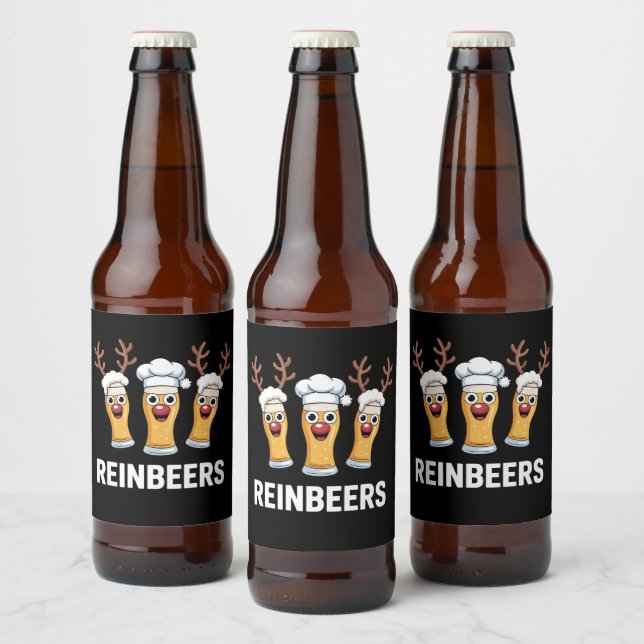 Rótulo Para Garrafa De Cerveja Reinbeers Engraçado Reindeer Beer Bebendo de Natal (Garrafas)
