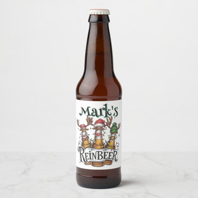 Rótulo Para Garrafa De Cerveja Reinber Personalizado de Natal (Frente)