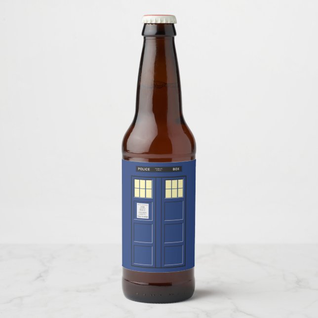 Rótulo Para Garrafa De Cerveja Reino Unido - Blue Police Call Box 1 (Frente)