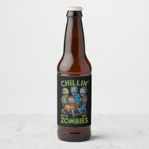 Rótulo Para Garrafa De Cerveja Relaxando Com Meus Zumbis Dia das Bruxas Meninos C