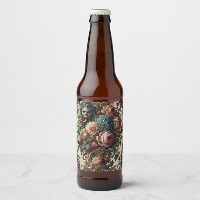 Rótulo Para Garrafa De Cerveja Requiem Rhapsody - Travesseiro Floral Gótico (Frente)