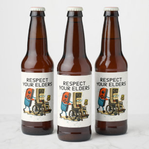 Rótulo Para Garrafa De Cerveja Respeite Seus Anciãos Controle de Jogos Retro Dive