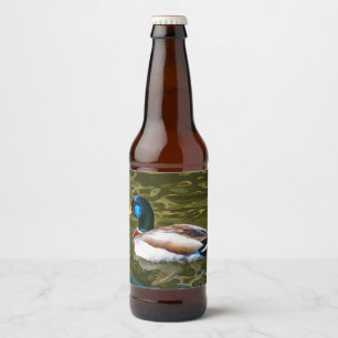Rótulo Para Garrafa De Cerveja Retrato Artístico de Pato Mallard
