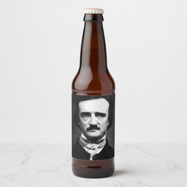 Rótulo Para Garrafa De Cerveja Retrato de Edgar Allan Poe (Frente)