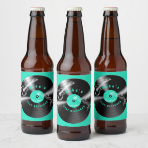 Rótulo Para Garrafa De Cerveja Retro Birthday Vinyl Record Rock Music Guitar