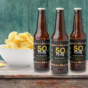Rótulo Para Garrafa De Cerveja Rock and Roll 50th Festa de aniversário Personaliz