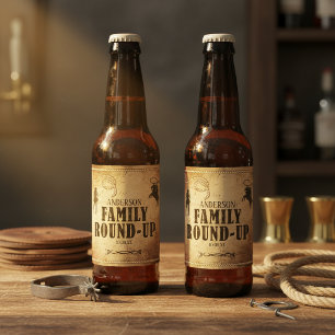 Rótulo Para Garrafa De Cerveja Rodeio de Família Western Rústico - Cordão de Laço