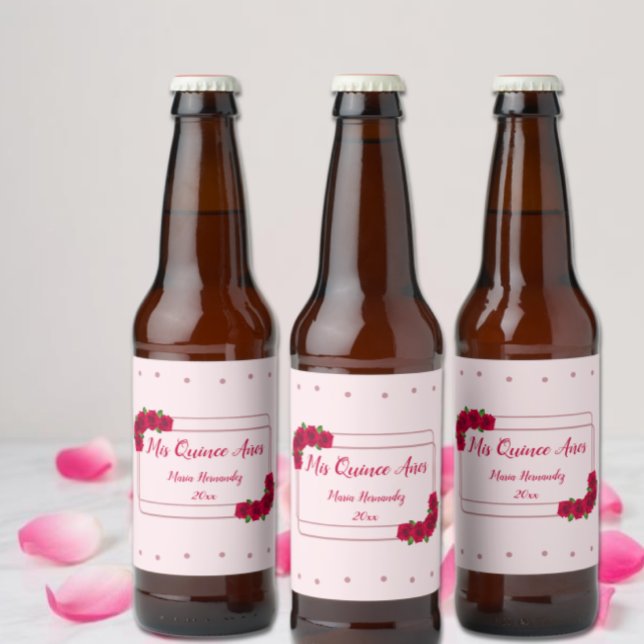 Rótulo Para Garrafa De Cerveja Rosa Rosa Rosa Quinceañera (Criador carregado)