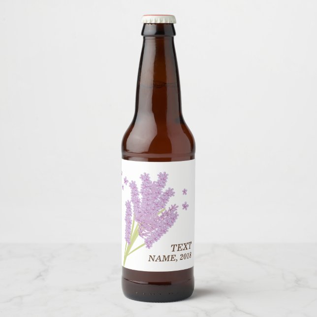 Rótulo Para Garrafa De Cerveja RÓTULO DA CERVEJA - lavanda, roxo, flor, floral (Frente)