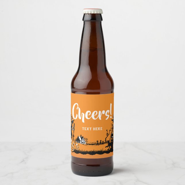 Rótulo Para Garrafa De Cerveja Rótulo das águas de Halloween, Trick ou Tratar (Frente)