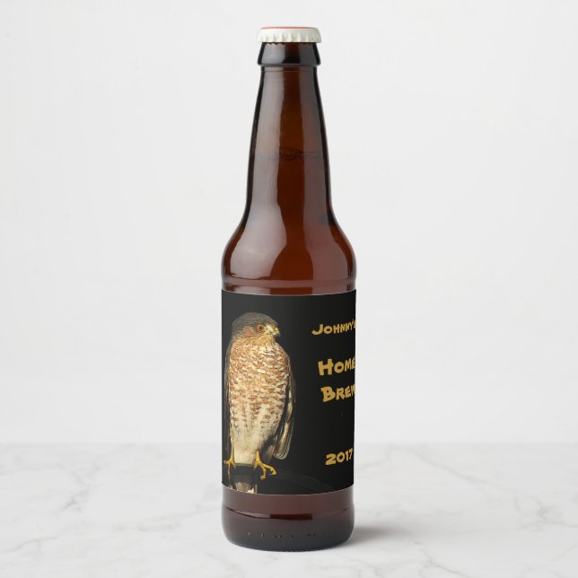 Rótulo Para Garrafa De Cerveja Rótulo de Ave-Pássaro-Falcão Afiado (Frente)