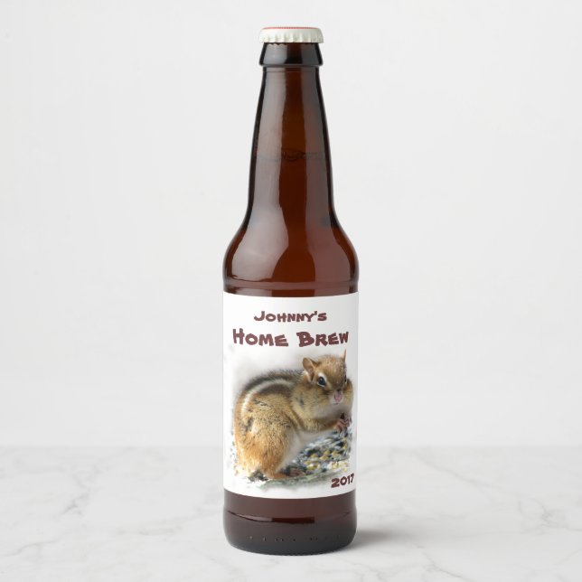 Rótulo Para Garrafa De Cerveja Rótulo de Cerveja Animal Chipmunk Feasting (Frente)