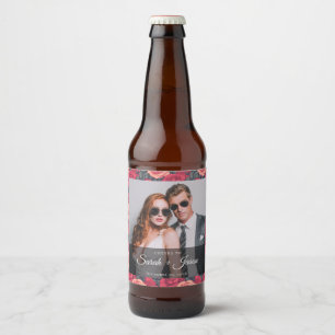 Rótulo Para Garrafa De Cerveja Rótulo de Cerveja de Casamento Russo de Rosa Elega