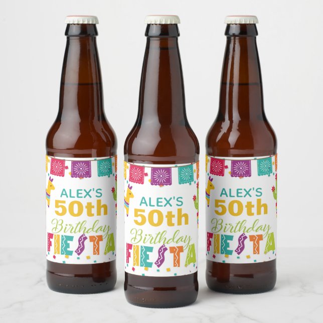 Rótulo Para Garrafa De Cerveja Rótulo de Cerveja Fiesta Branco - Personalizar Nom (Garrafas)