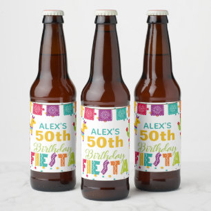 Rótulo Para Garrafa De Cerveja Rótulo de Cerveja Fiesta Branco - Personalize Nome
