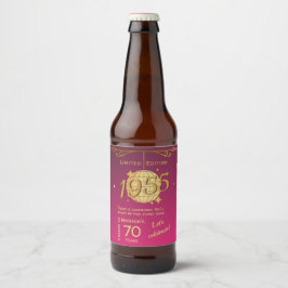 Rótulo Para Garrafa De Cerveja Rótulo de cerveja rosa para festa de 70 anos de id