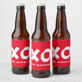 Rótulo Para Garrafa De Cerveja Rótulo de Cerveja Vermelha e Branca do Kiss Hug