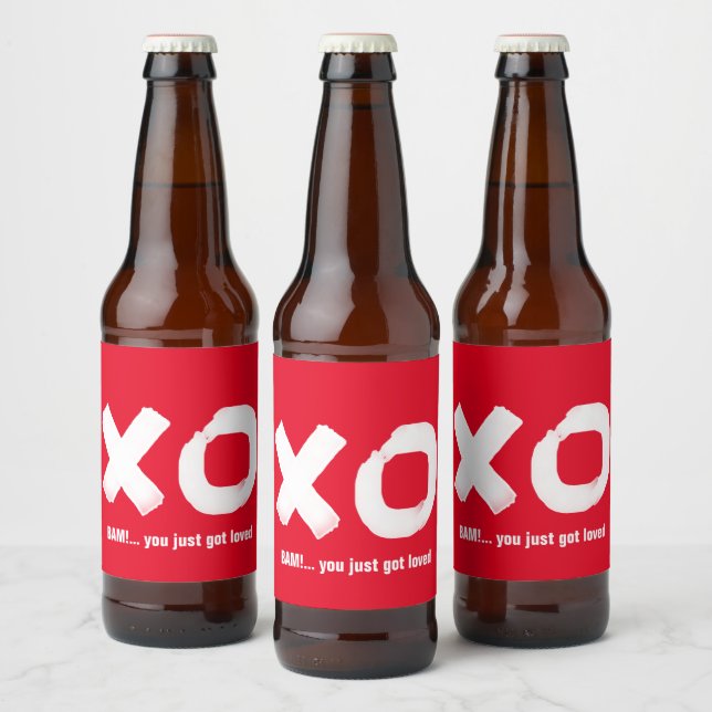 Rótulo Para Garrafa De Cerveja Rótulo de Cerveja Vermelha e Branca do Kiss Hug (Garrafas)