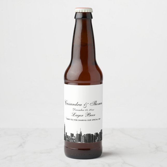 Rótulo Para Garrafa De Cerveja Rótulo de Frasco de Cerveja BW Emitido por Skyline (Frente)